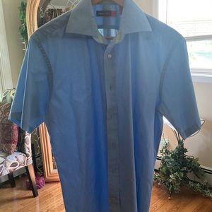 NYNE men’s short sleeve blue shirt, button down size medium